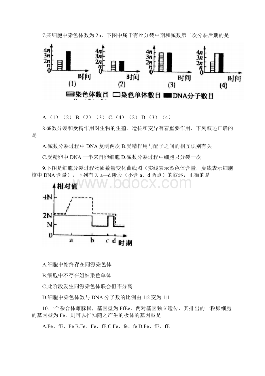 江苏省徐州市学年高一下学期期中考试生物试题含答案.docx_第2页