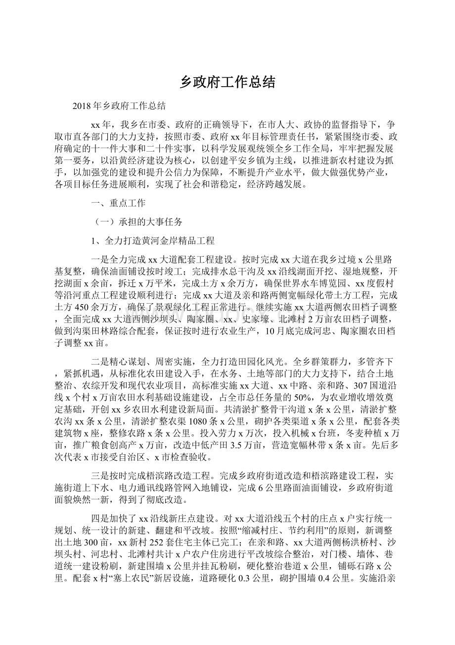 乡政府工作总结文档格式.docx_第1页