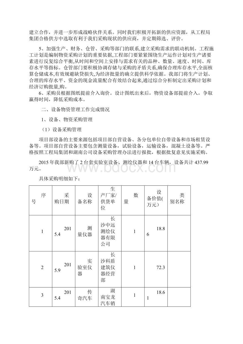 物资设备部年度工作总结和计划文档格式.docx_第2页