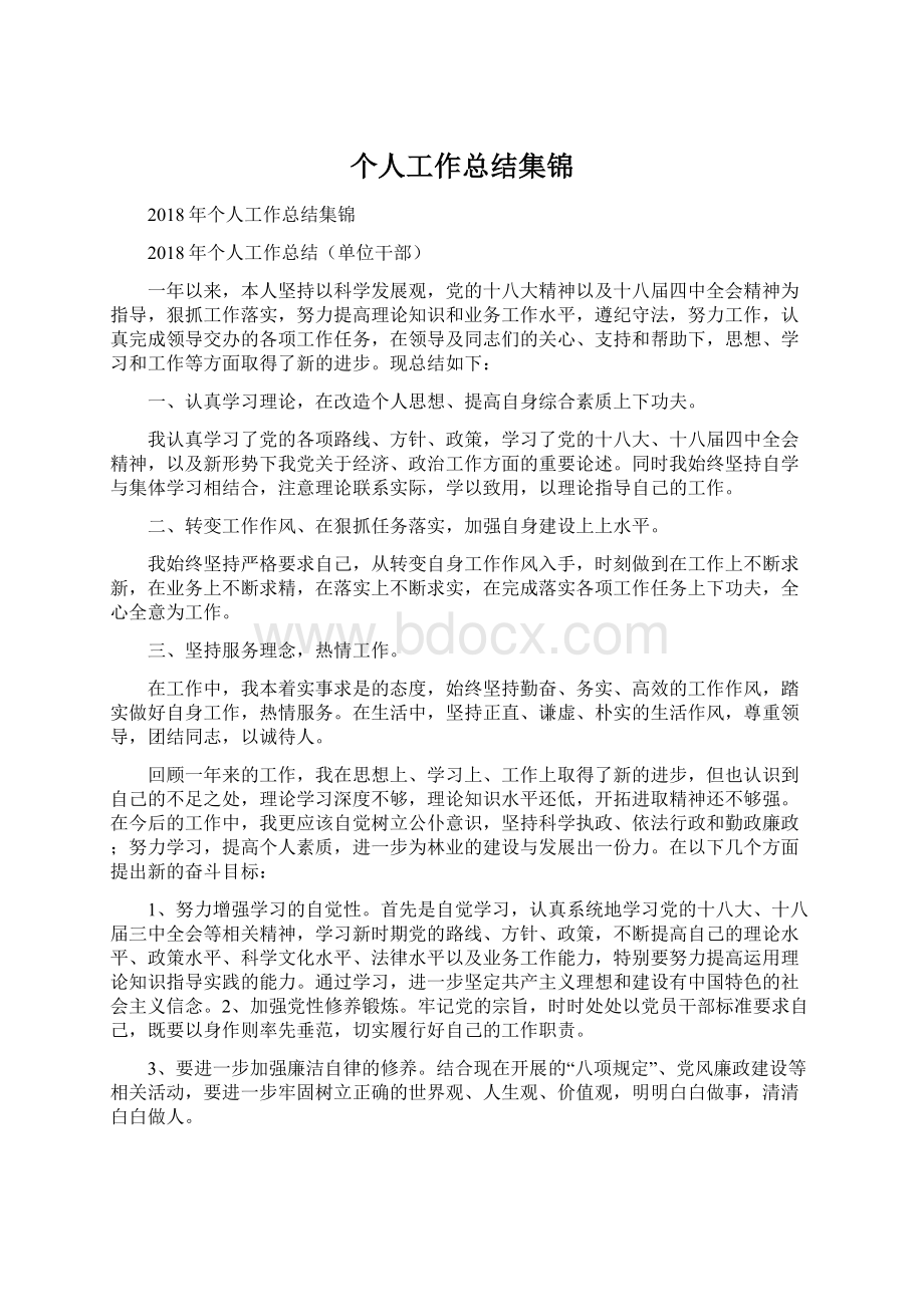 个人工作总结集锦Word文档下载推荐.docx