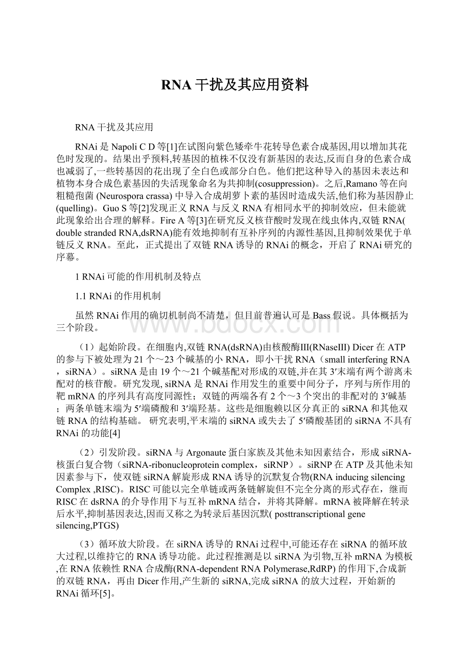 RNA干扰及其应用资料Word文档格式.docx_第1页