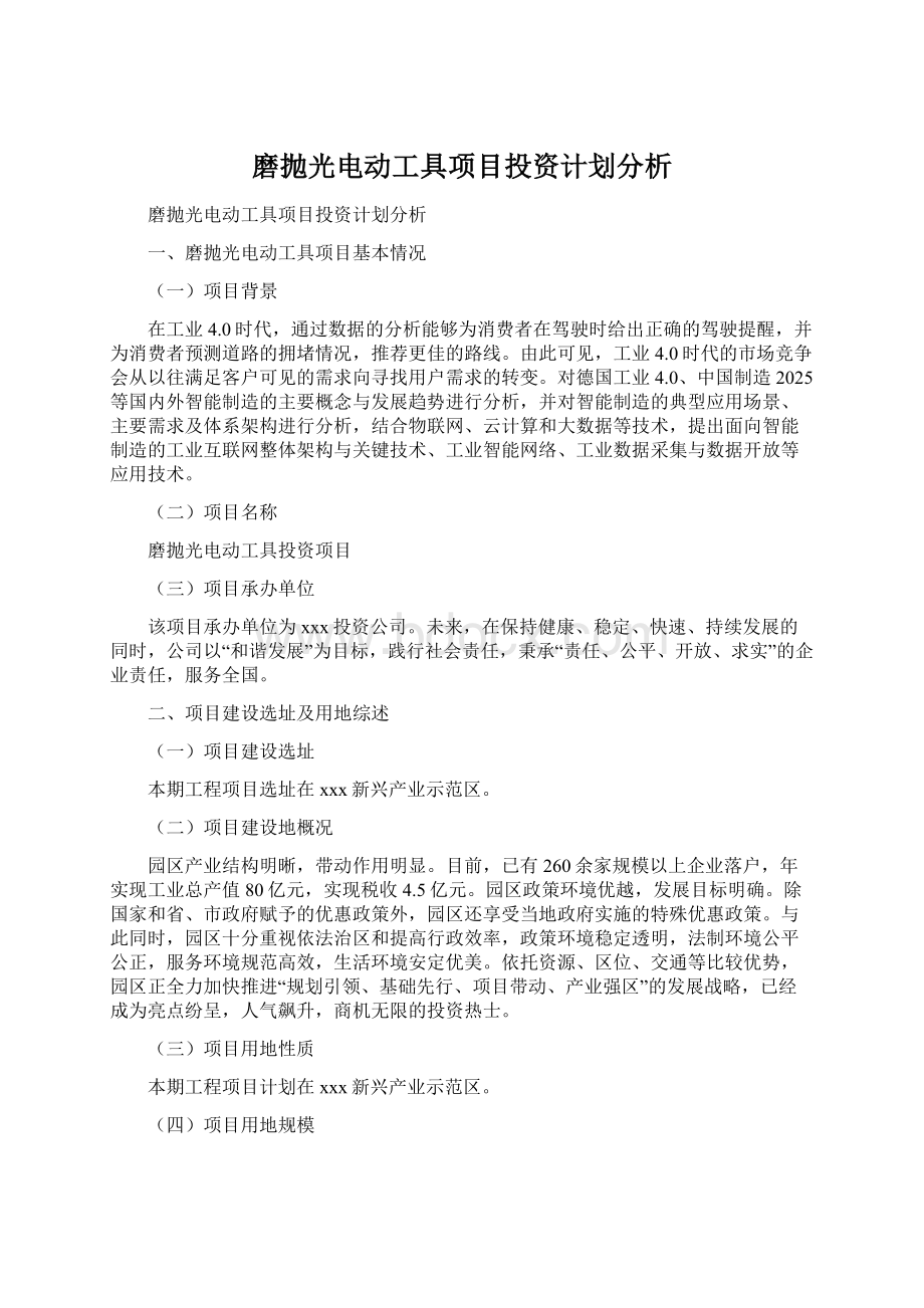 磨抛光电动工具项目投资计划分析.docx_第1页