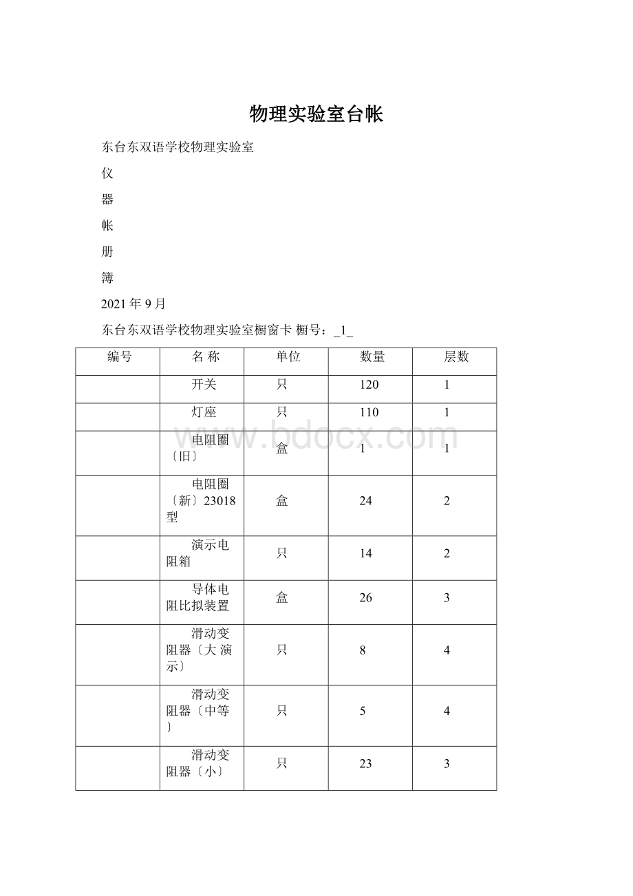 物理实验室台帐.docx