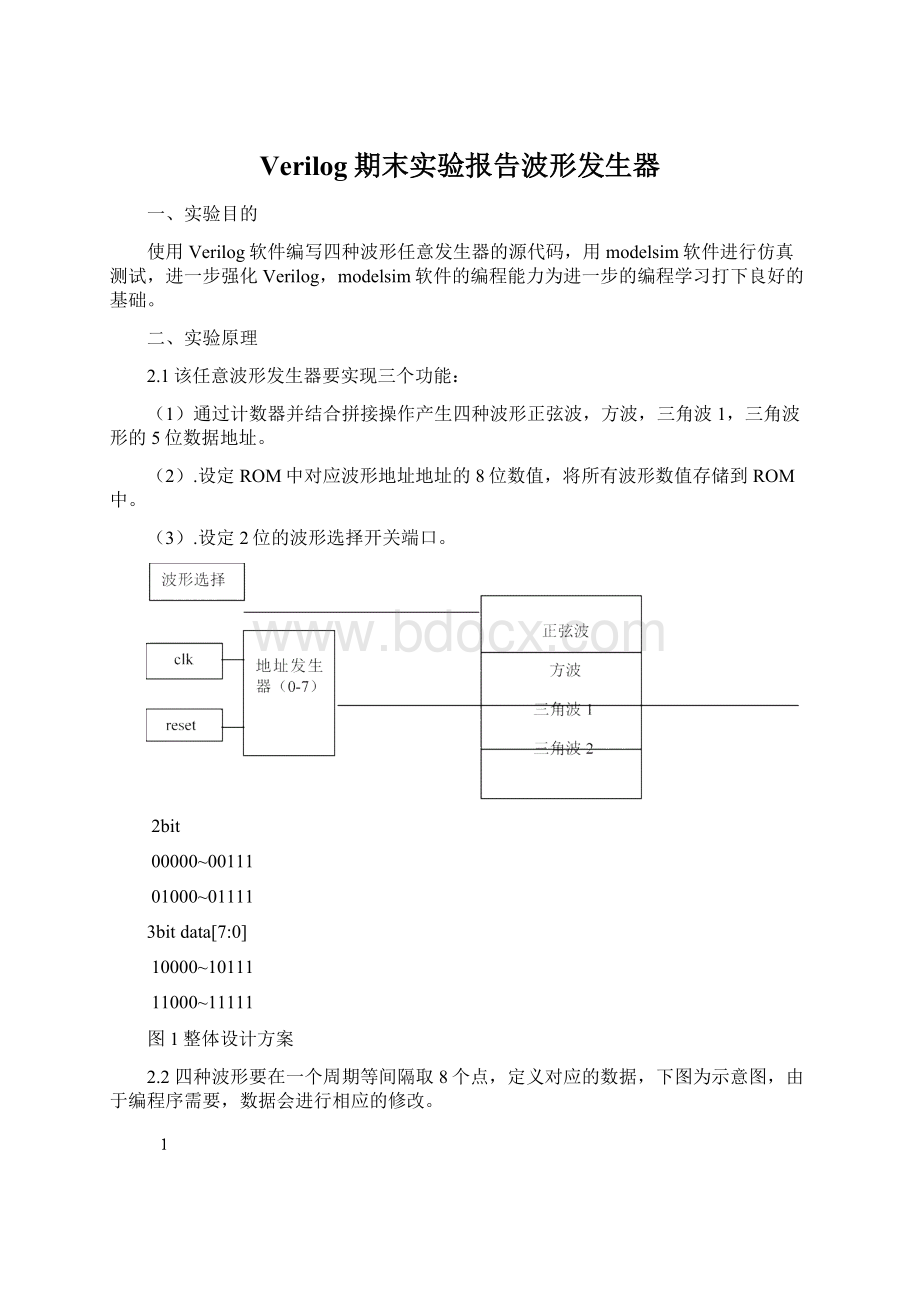 Verilog期末实验报告波形发生器Word文档下载推荐.docx_第1页