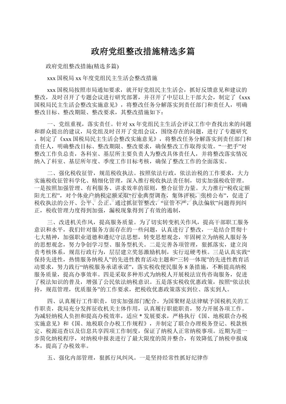 政府党组整改措施精选多篇Word文档格式.docx