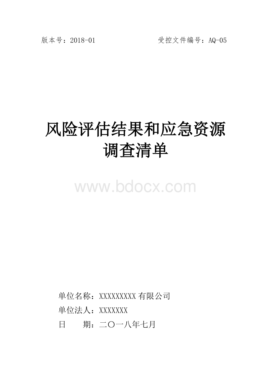 应急预案风险评估结果和应急物资清单文档格式.doc