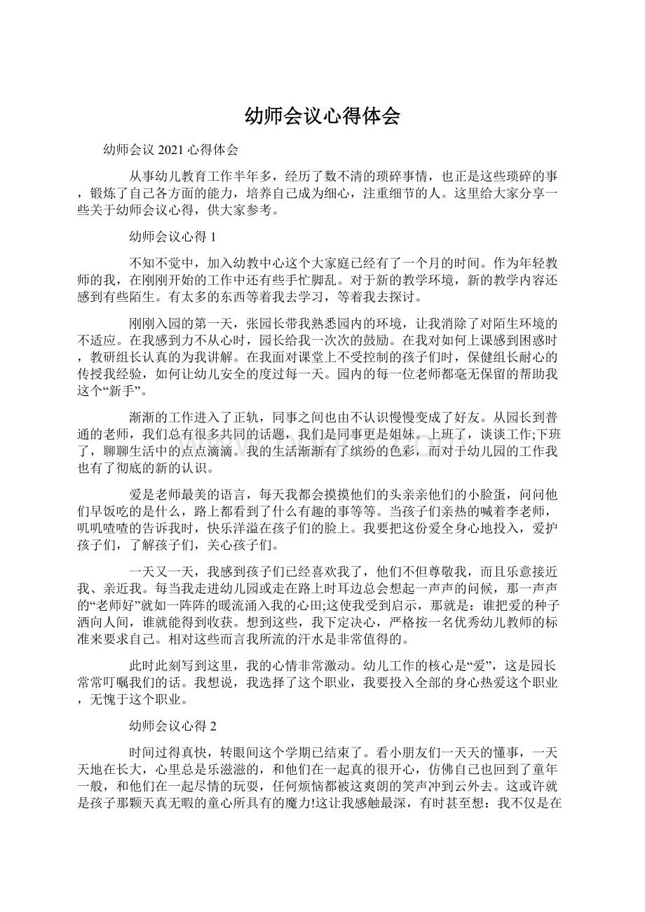 幼师会议心得体会Word格式文档下载.docx