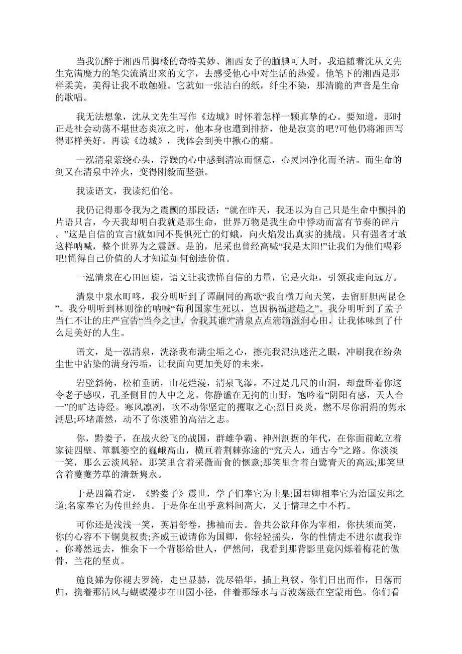 关于语文的演讲稿Word格式.docx_第2页