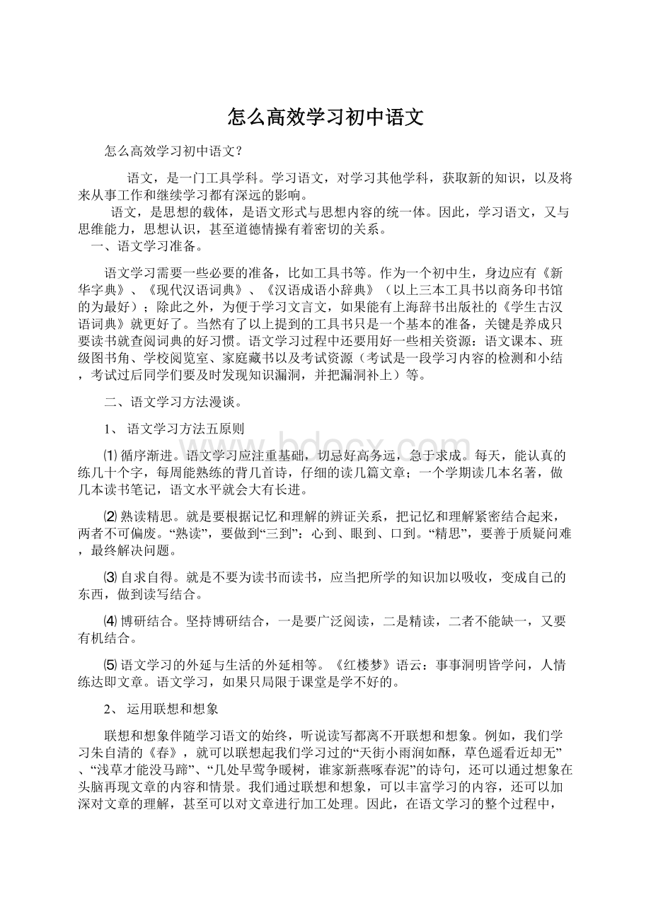 怎么高效学习初中语文.docx_第1页