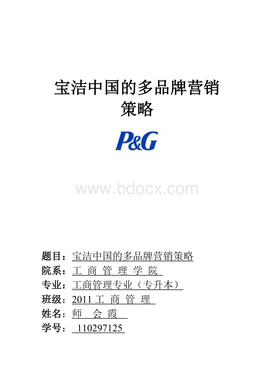 宝洁中国的多品牌营销策略.doc