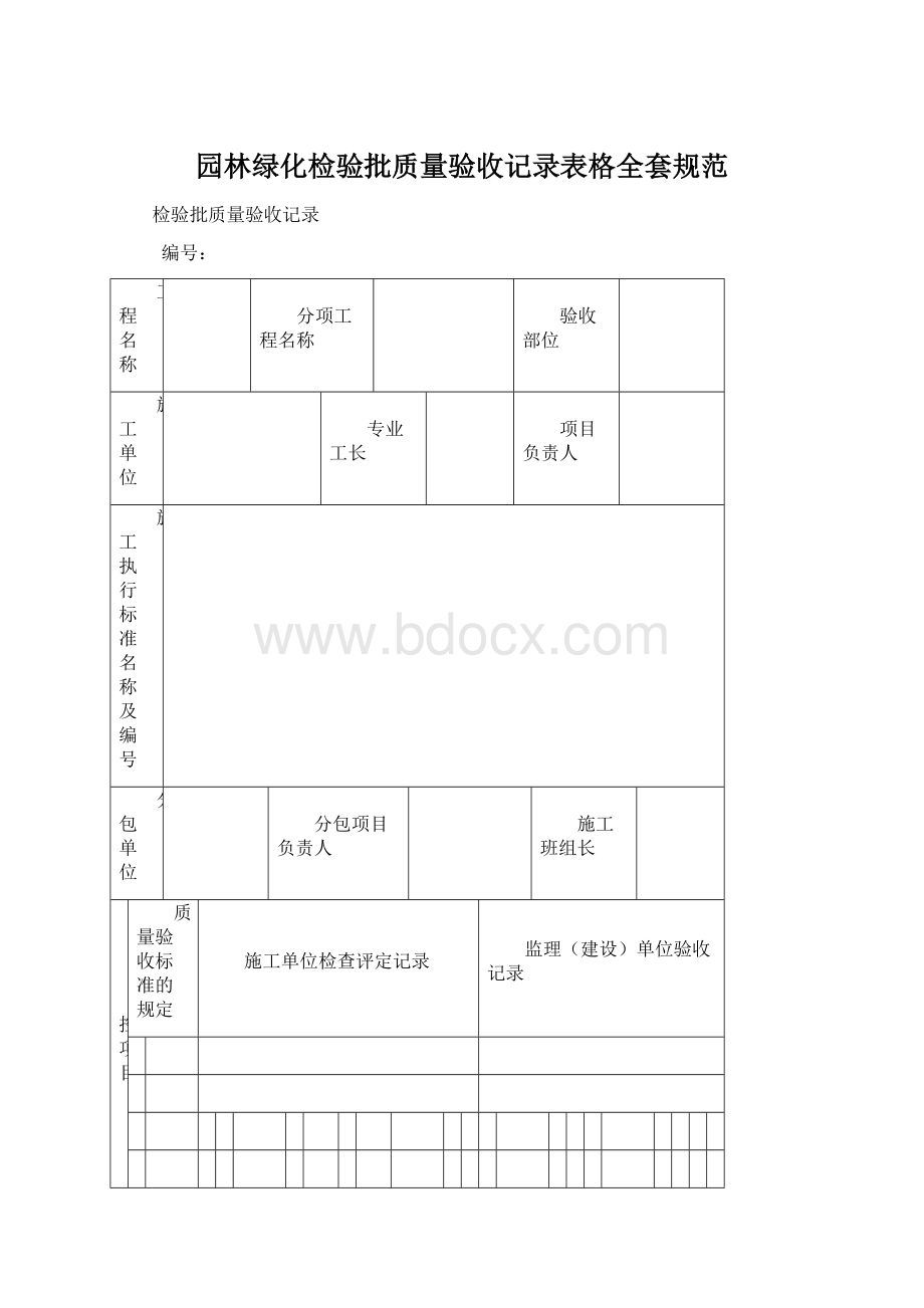 园林绿化检验批质量验收记录表格全套规范文档格式.docx