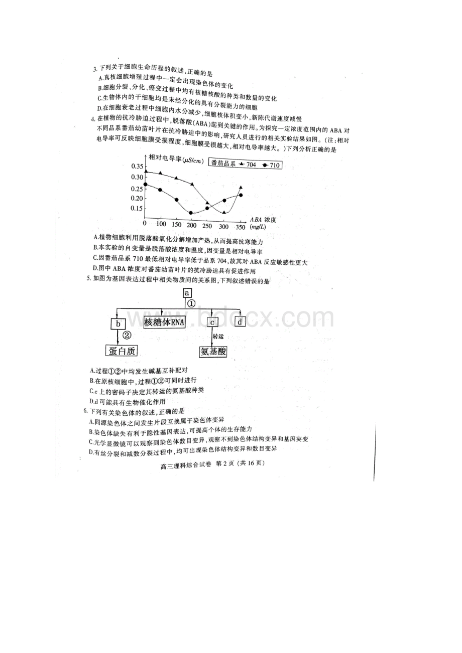 届安徽省淮北市高三第二次模拟考试理科综合试题 扫描版.docx_第3页