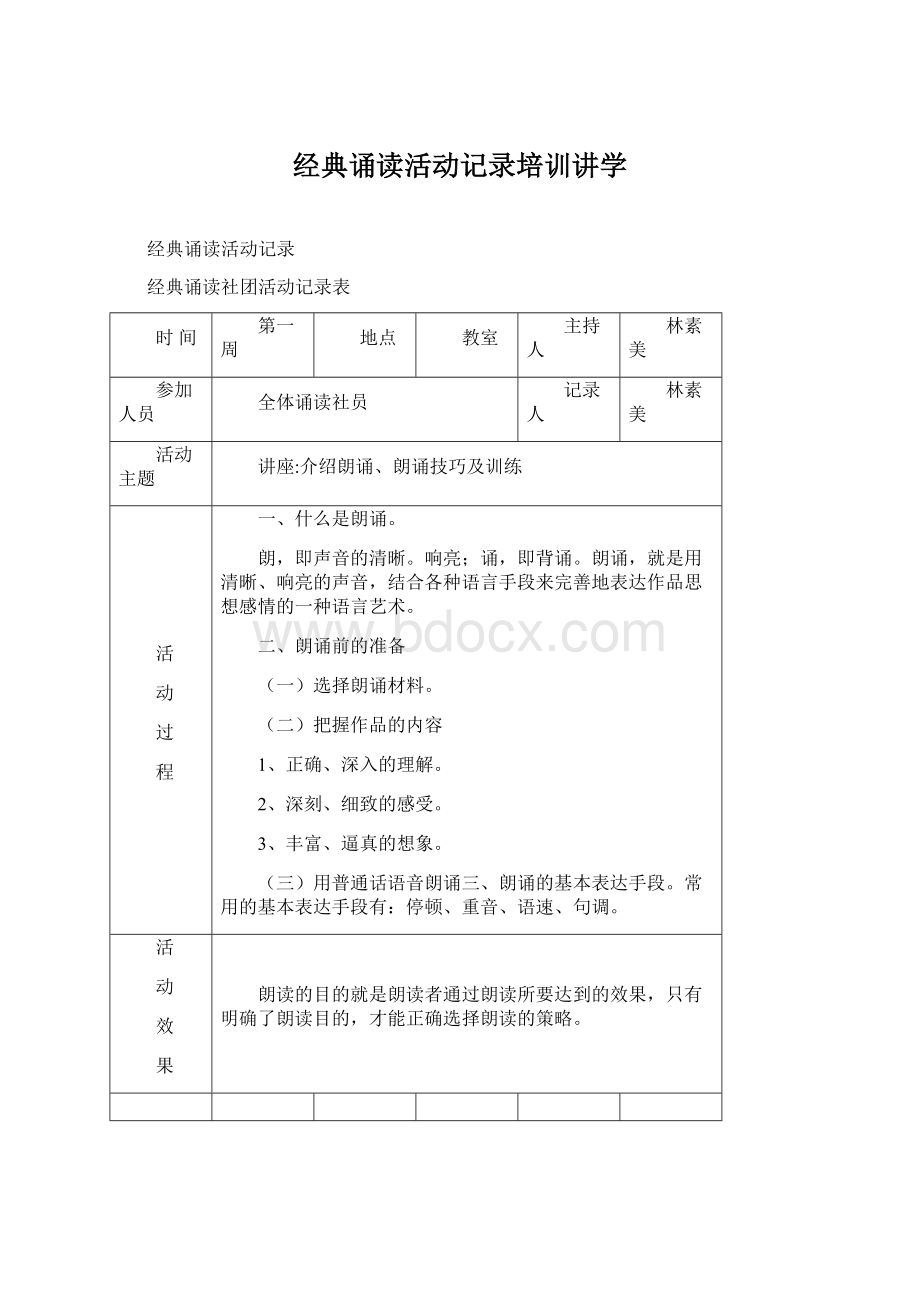 经典诵读活动记录培训讲学.docx_第1页