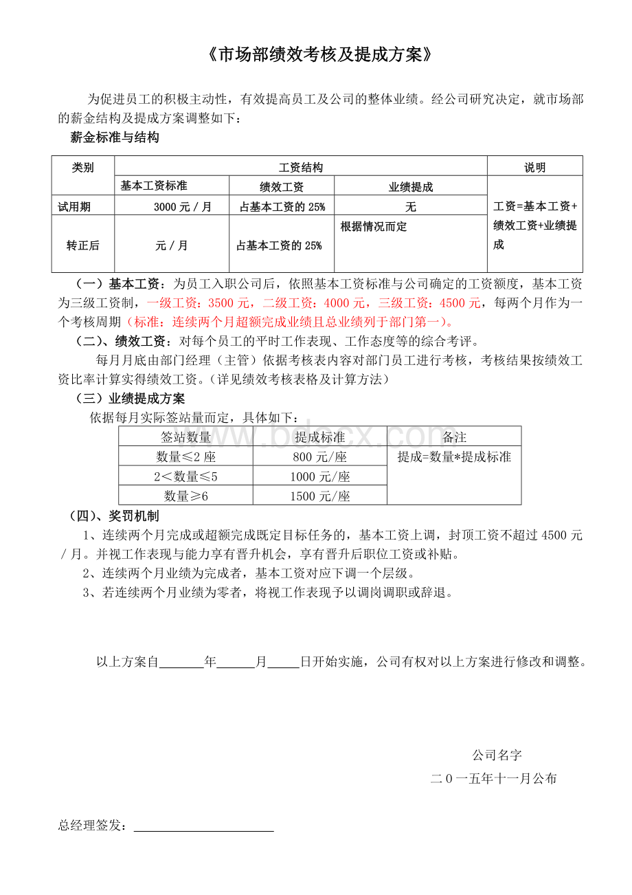 市场部绩效考核与提成方案Word格式文档下载.doc_第1页