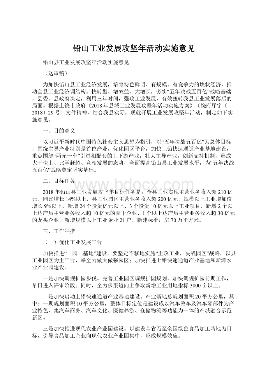 铅山工业发展攻坚年活动实施意见Word格式.docx_第1页