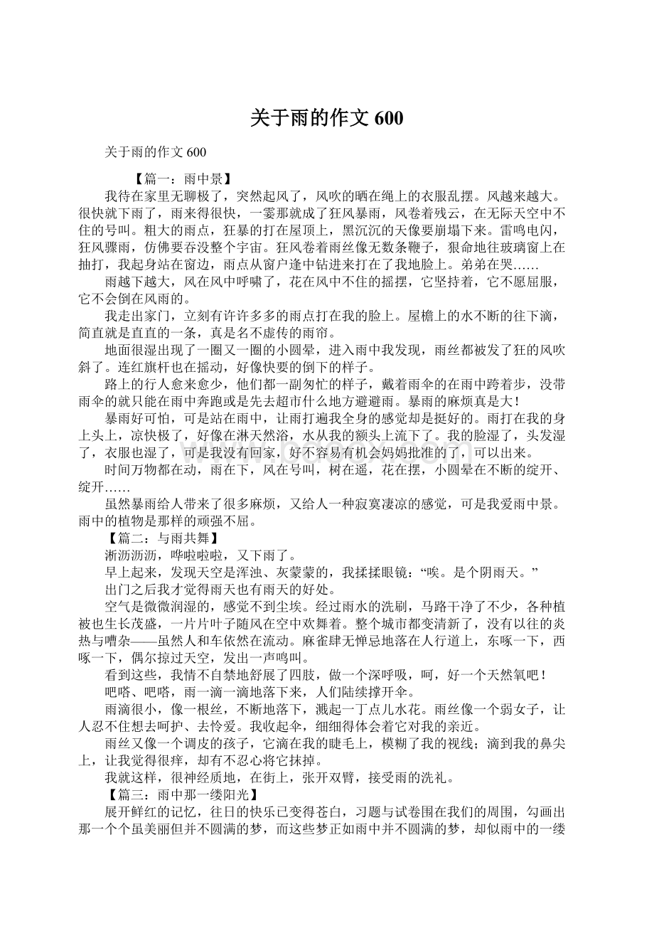 关于雨的作文600Word文件下载.docx