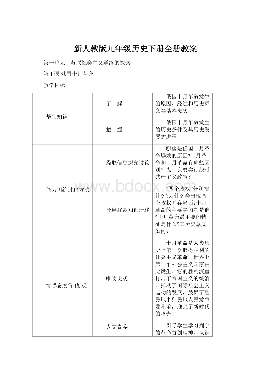 新人教版九年级历史下册全册教案.docx_第1页