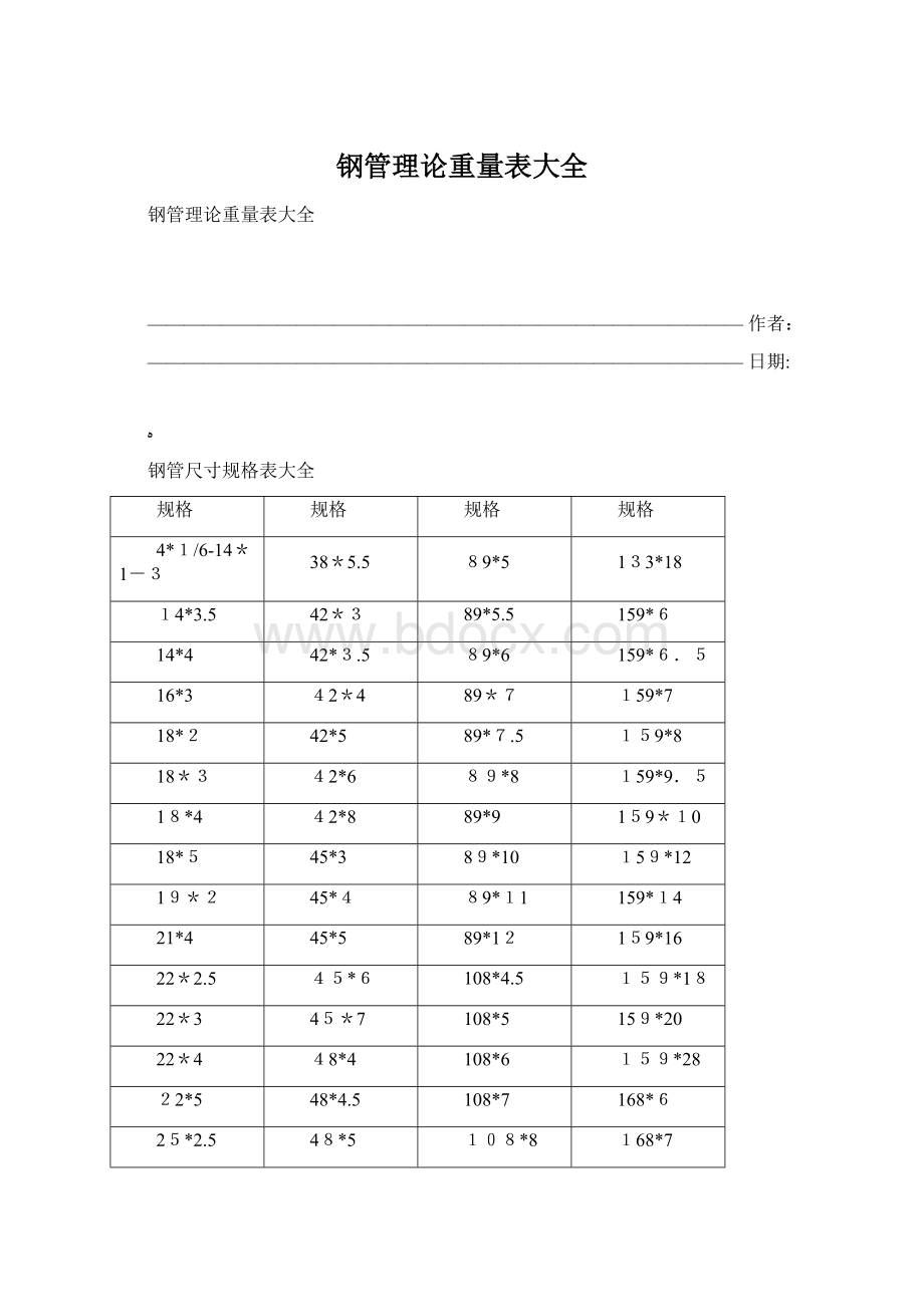 钢管理论重量表大全.docx