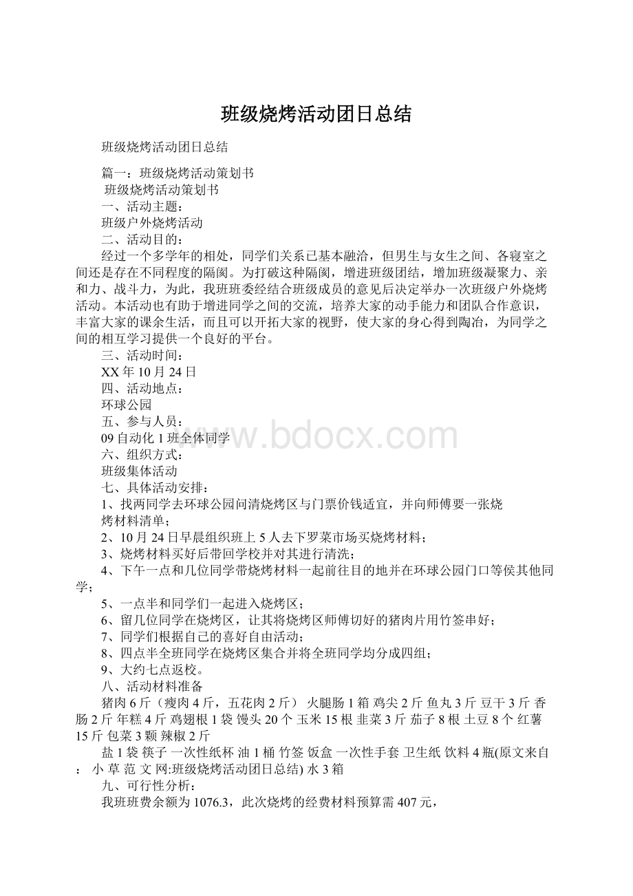 班级烧烤活动团日总结Word格式文档下载.docx_第1页