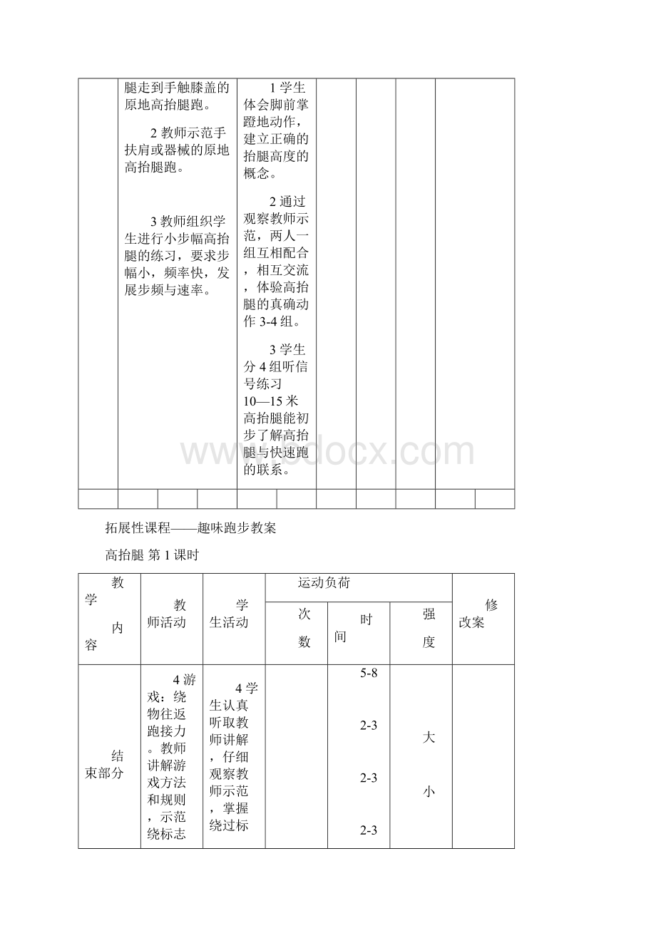 小学拓展性课程趣味跑步教案Word文档格式.docx_第2页