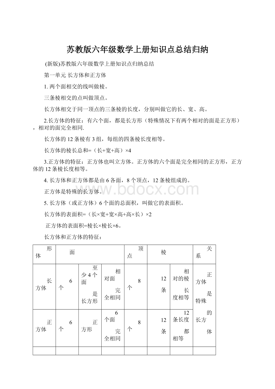 苏教版六年级数学上册知识点总结归纳.docx