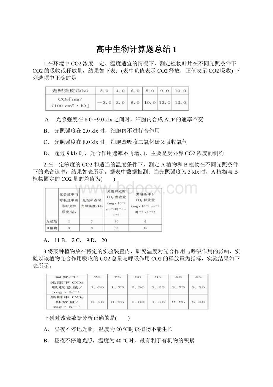 高中生物计算题总结1.docx