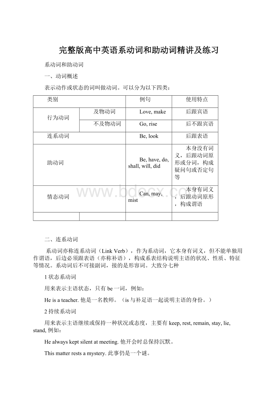 完整版高中英语系动词和助动词精讲及练习.docx