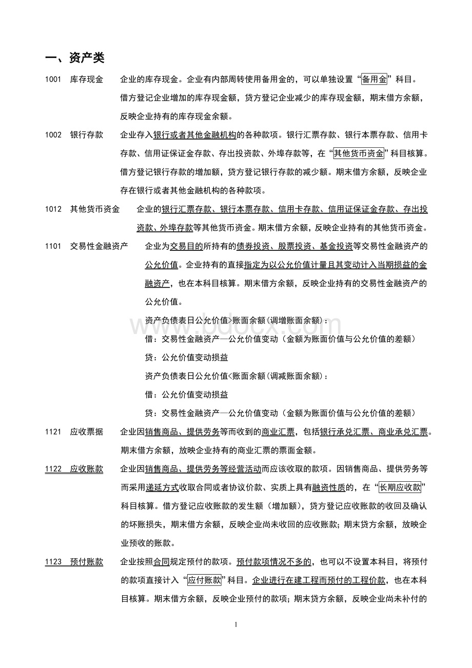 新会计准则常用会计科目表(详细整理).doc