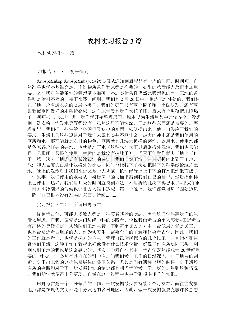 农村实习报告 3篇Word下载.docx_第1页