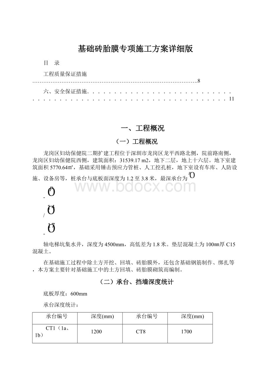 基础砖胎膜专项施工方案详细版Word文档格式.docx_第1页