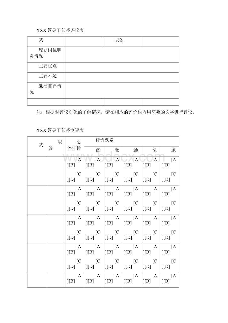 领导班子与领导干部民意测评表Word格式文档下载.docx_第3页