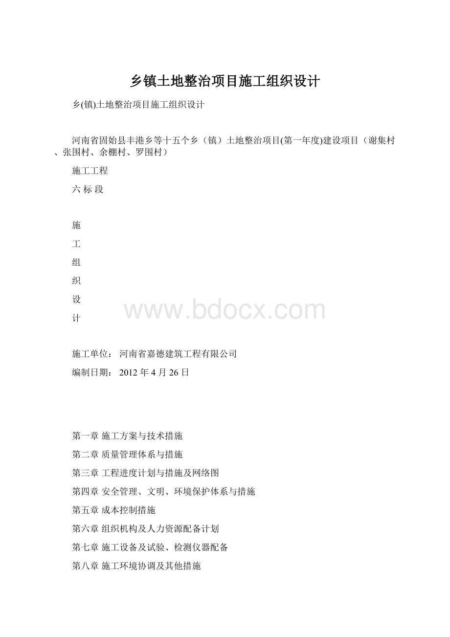 乡镇土地整治项目施工组织设计.docx_第1页