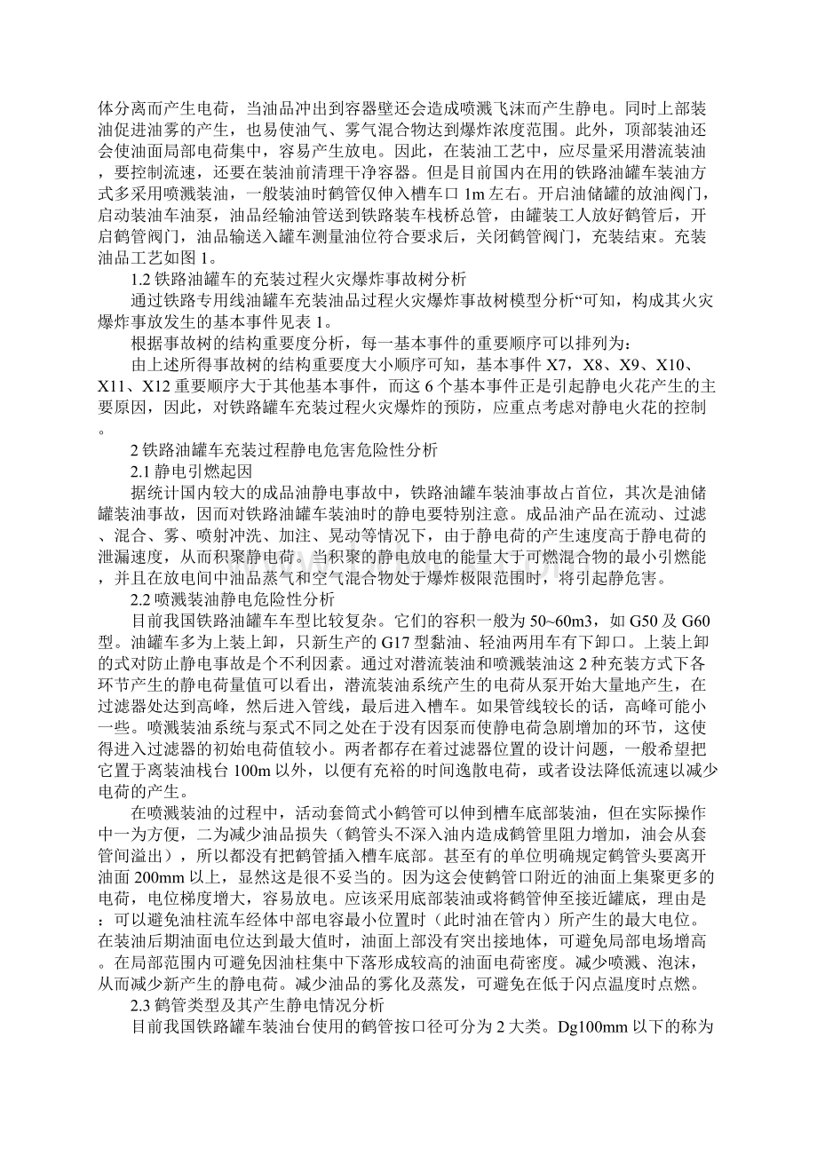 铁路油罐车充装过程火灾爆炸危险分析新版Word下载.docx_第2页