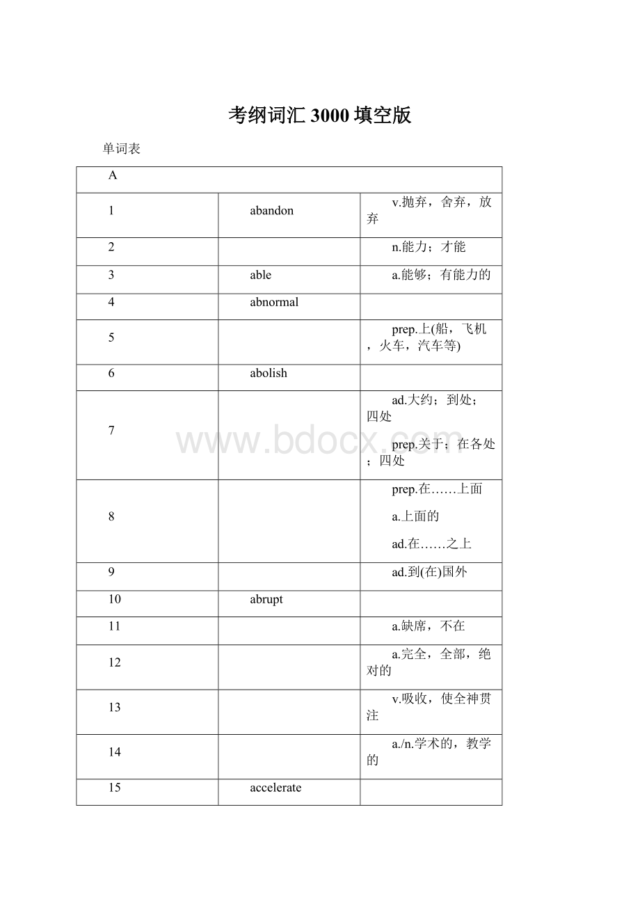 考纲词汇3000填空版Word文档格式.docx