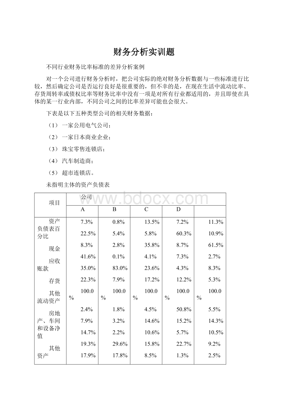 财务分析实训题.docx_第1页