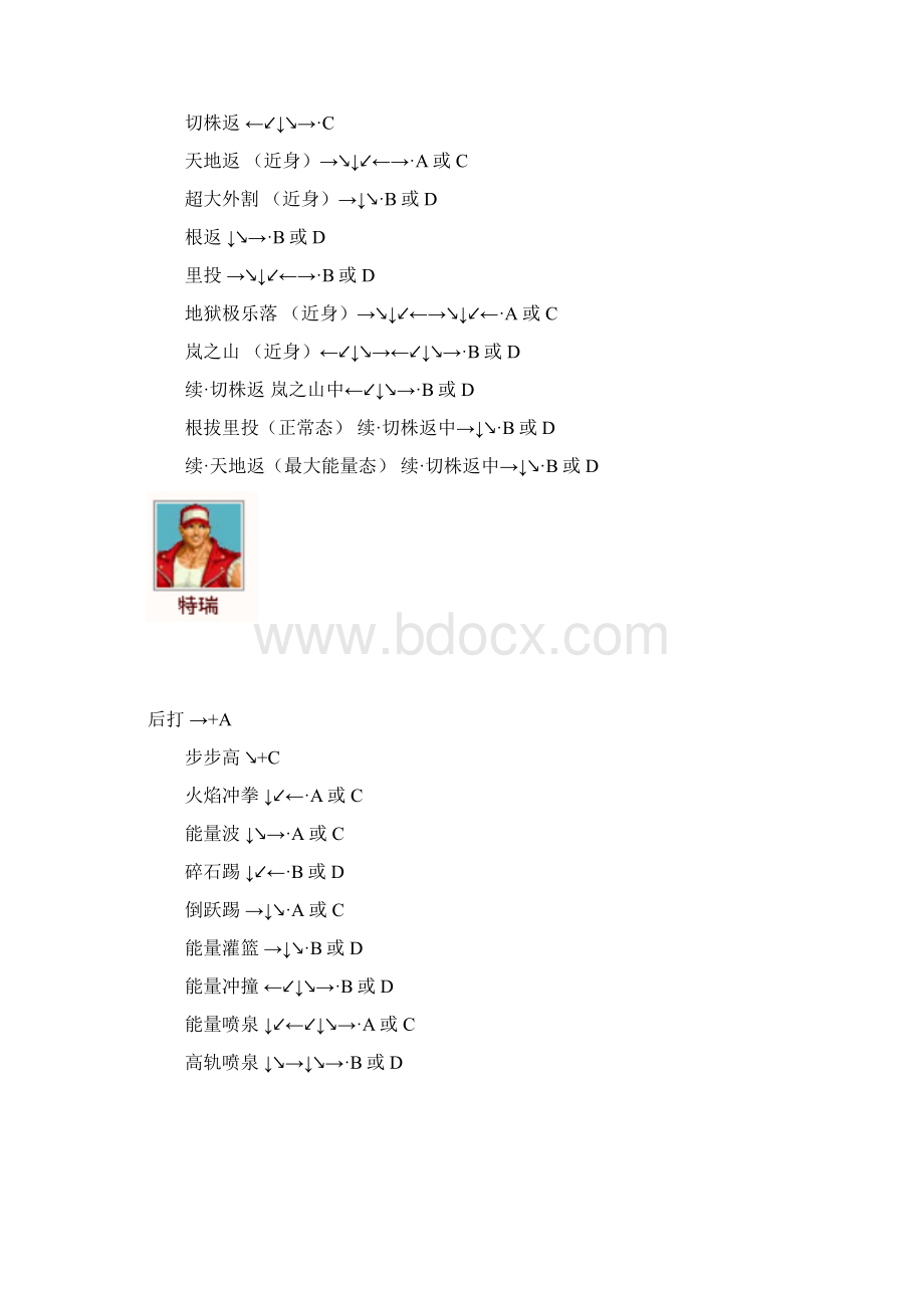 拳皇97人物名字招式供参习.docx_第3页