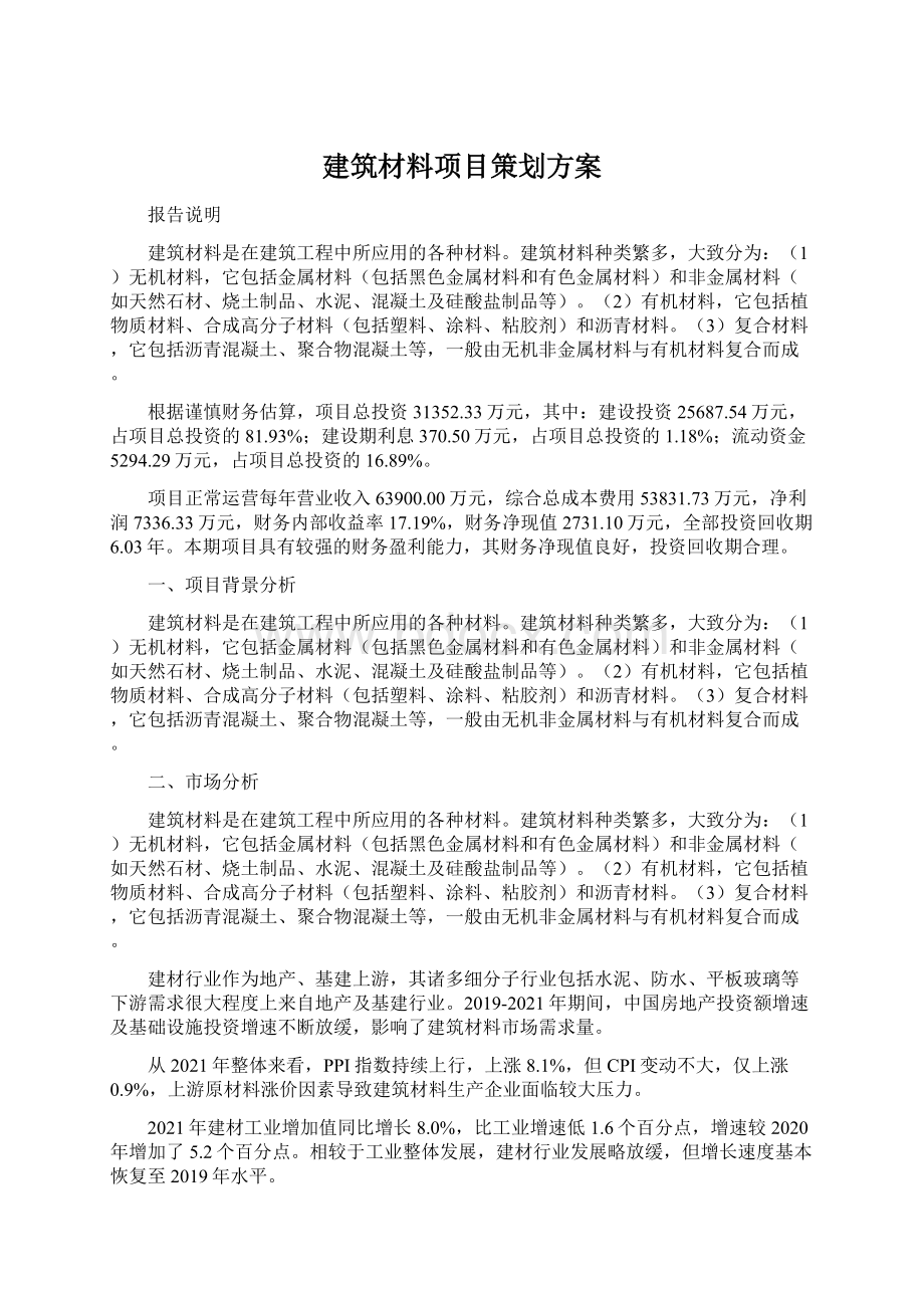 建筑材料项目策划方案.docx