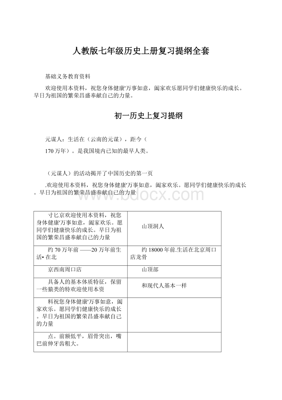 人教版七年级历史上册复习提纲全套.docx