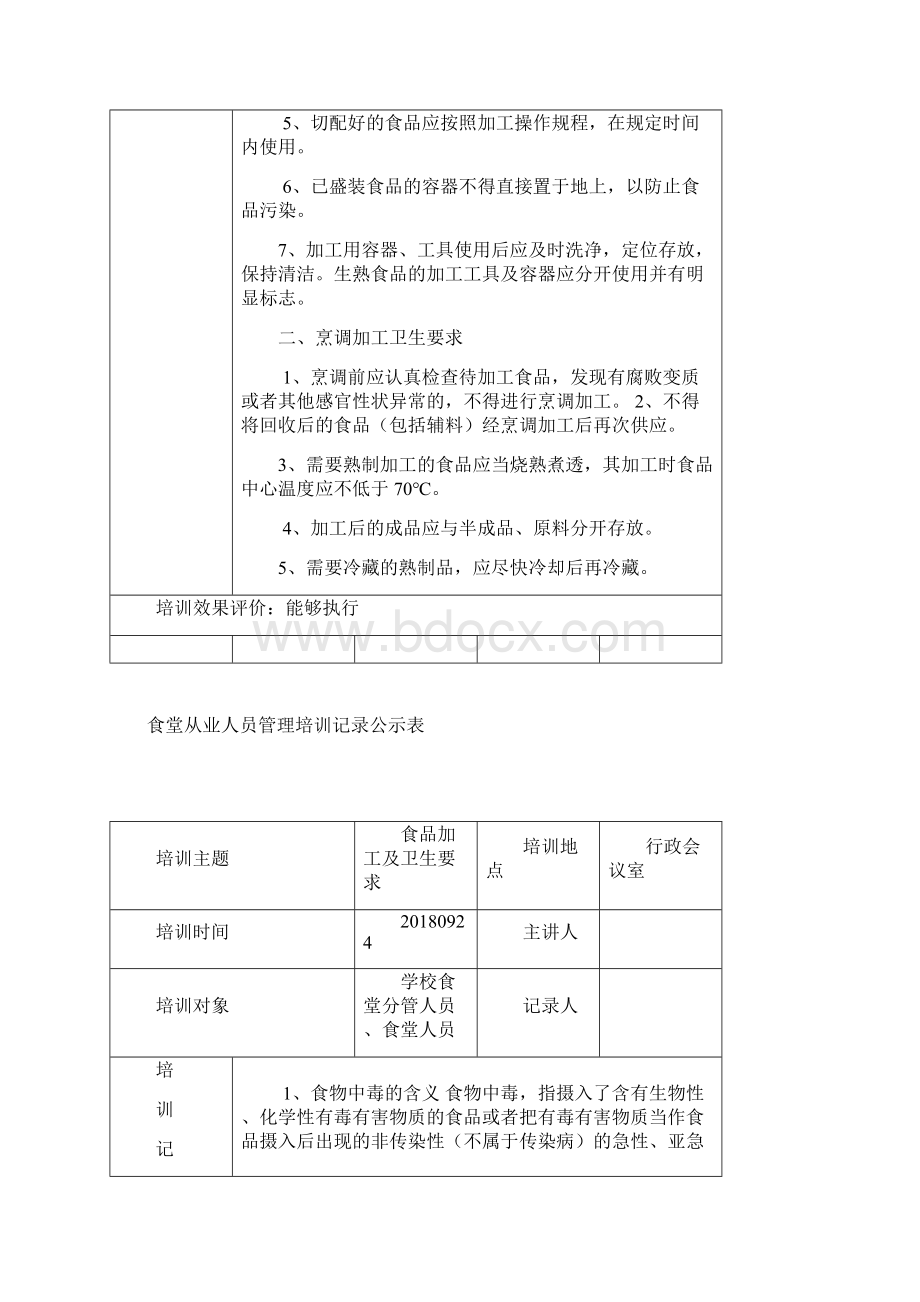 小学食堂从业人员管理培训记录Word文档格式.docx_第3页