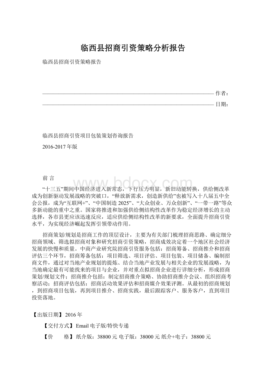 临西县招商引资策略分析报告.docx