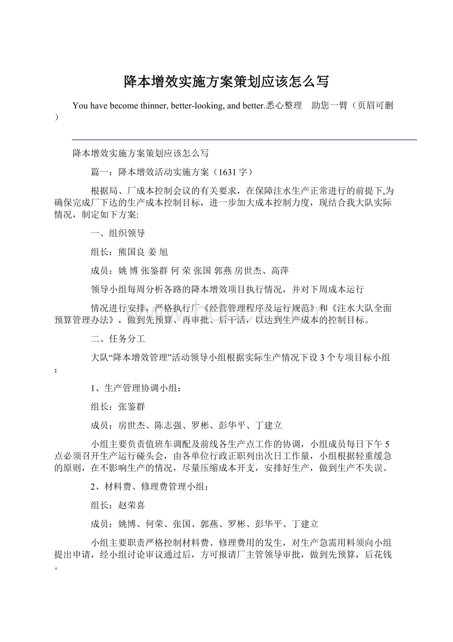 降本增效实施方案策划应该怎么写Word格式文档下载.docx