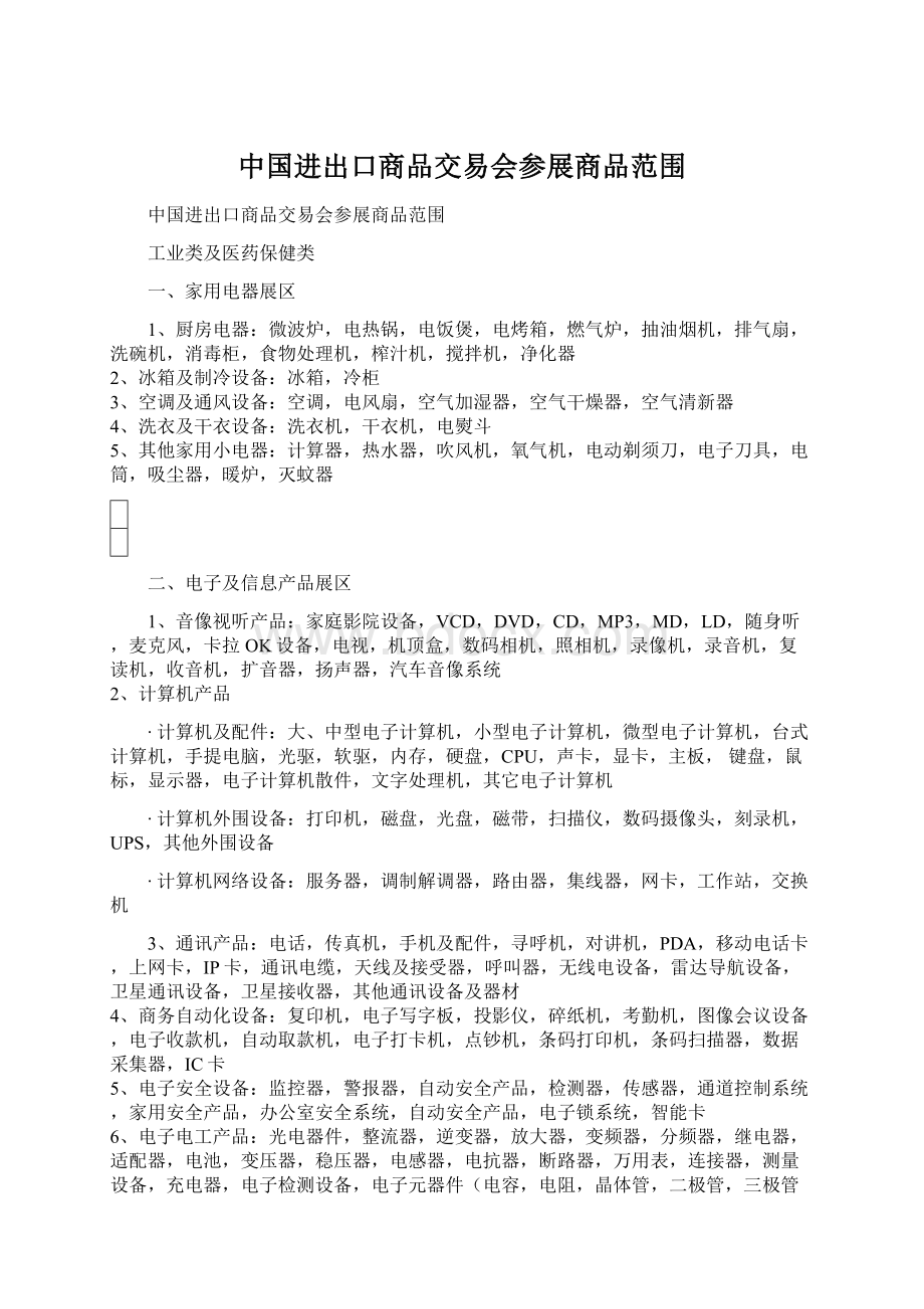 中国进出口商品交易会参展商品范围.docx