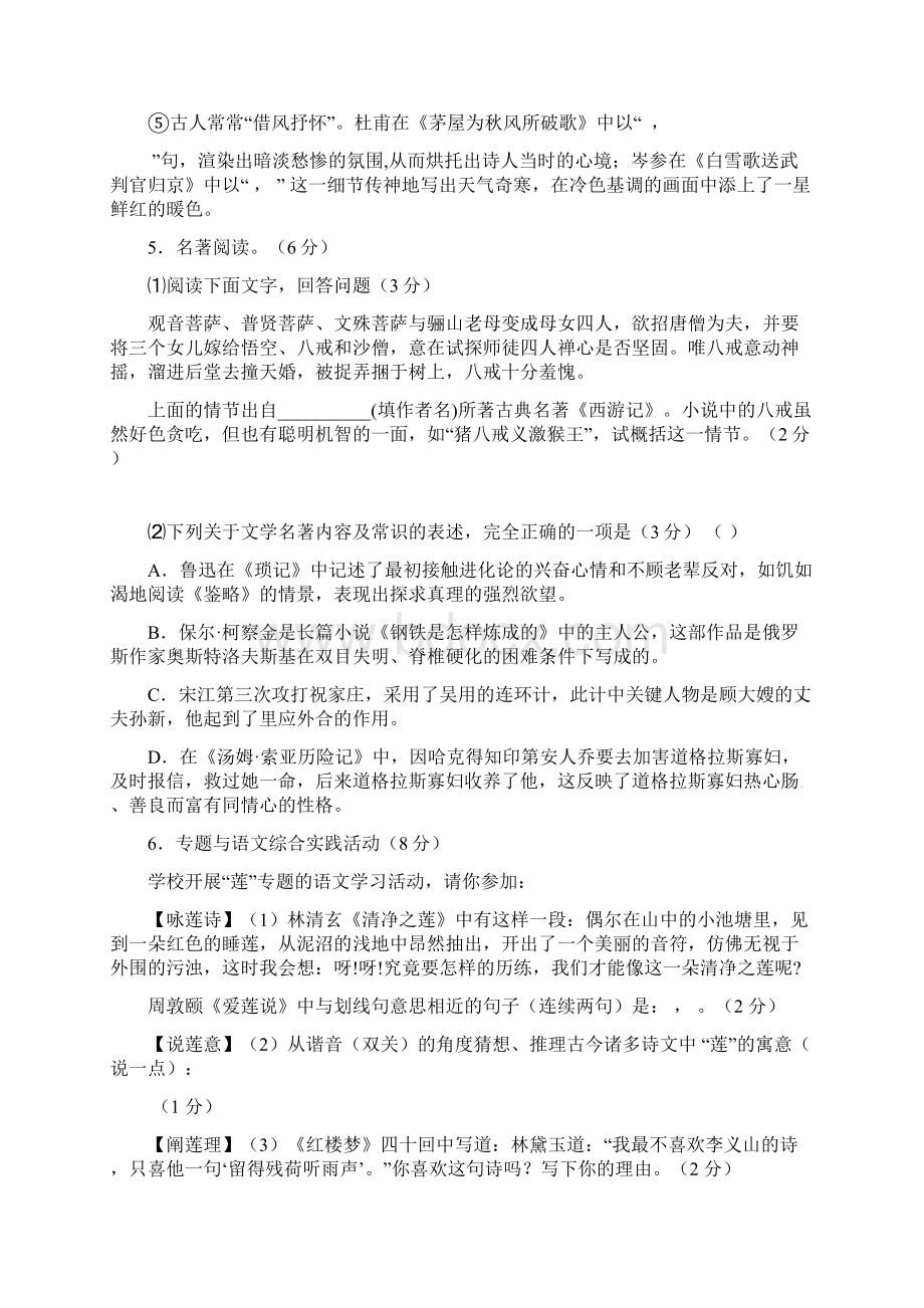 九年级第三次模拟考试试题语文Word文档格式.docx_第2页