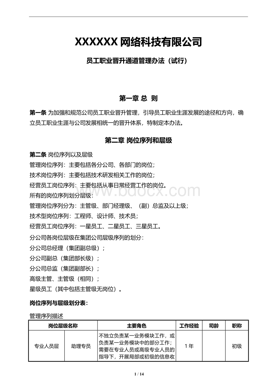 员工职业晋升通道管理办法(试).docx_第1页