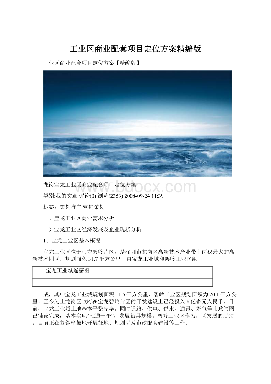 工业区商业配套项目定位方案精编版.docx