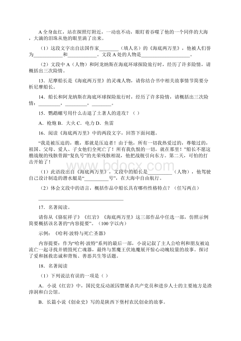 名著导读海底两万里及配套练习及答案解析.docx_第3页