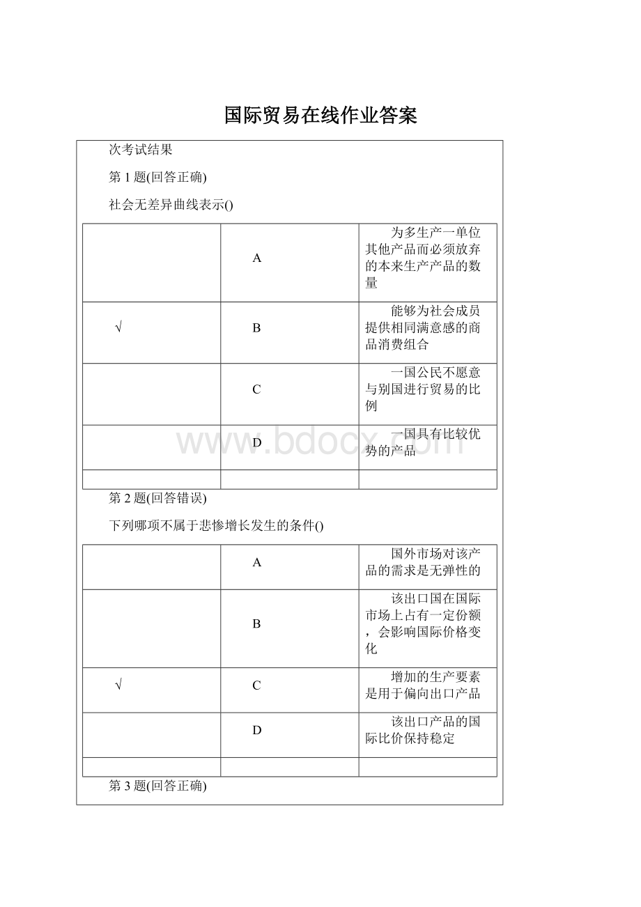 国际贸易在线作业答案.docx