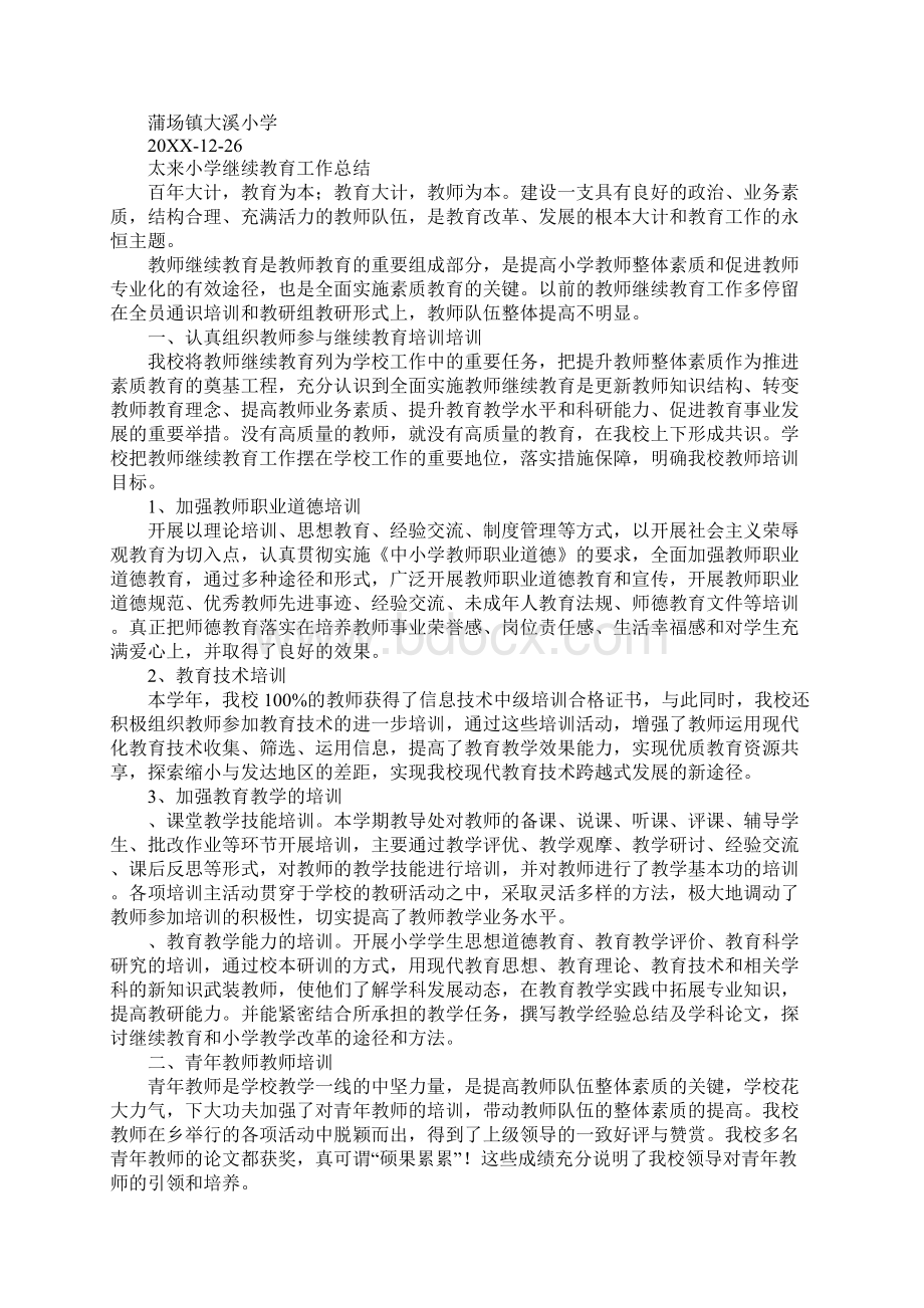 小继续教育工作总结Word下载.docx_第2页