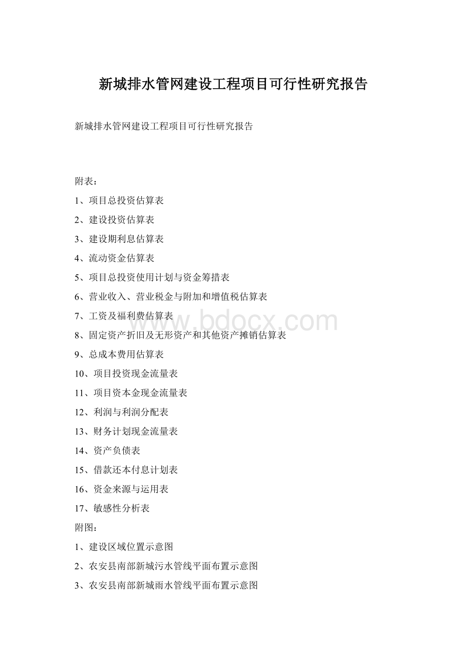 新城排水管网建设工程项目可行性研究报告文档格式.docx