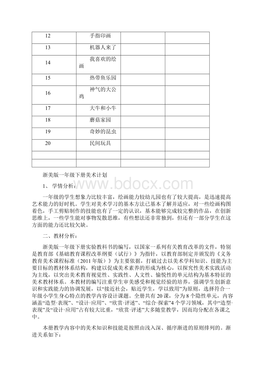 小学一年级美术下册计划教案浙美版新Word文档格式.docx_第2页